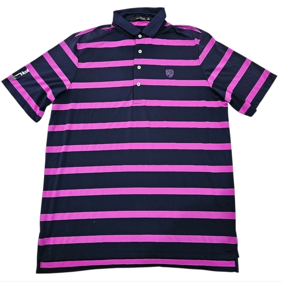 Ralph Lauren RLX Purple Stripe Performance Golf Polo Shirt Quick Dry Size XL - Picture 1 of 4